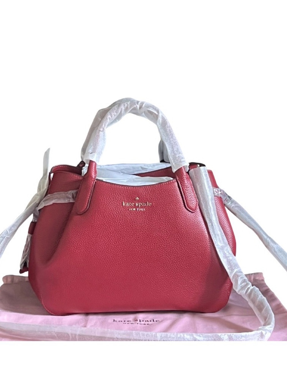 NWT kate spade Large Dumpling Leather Satchel in Red Currant